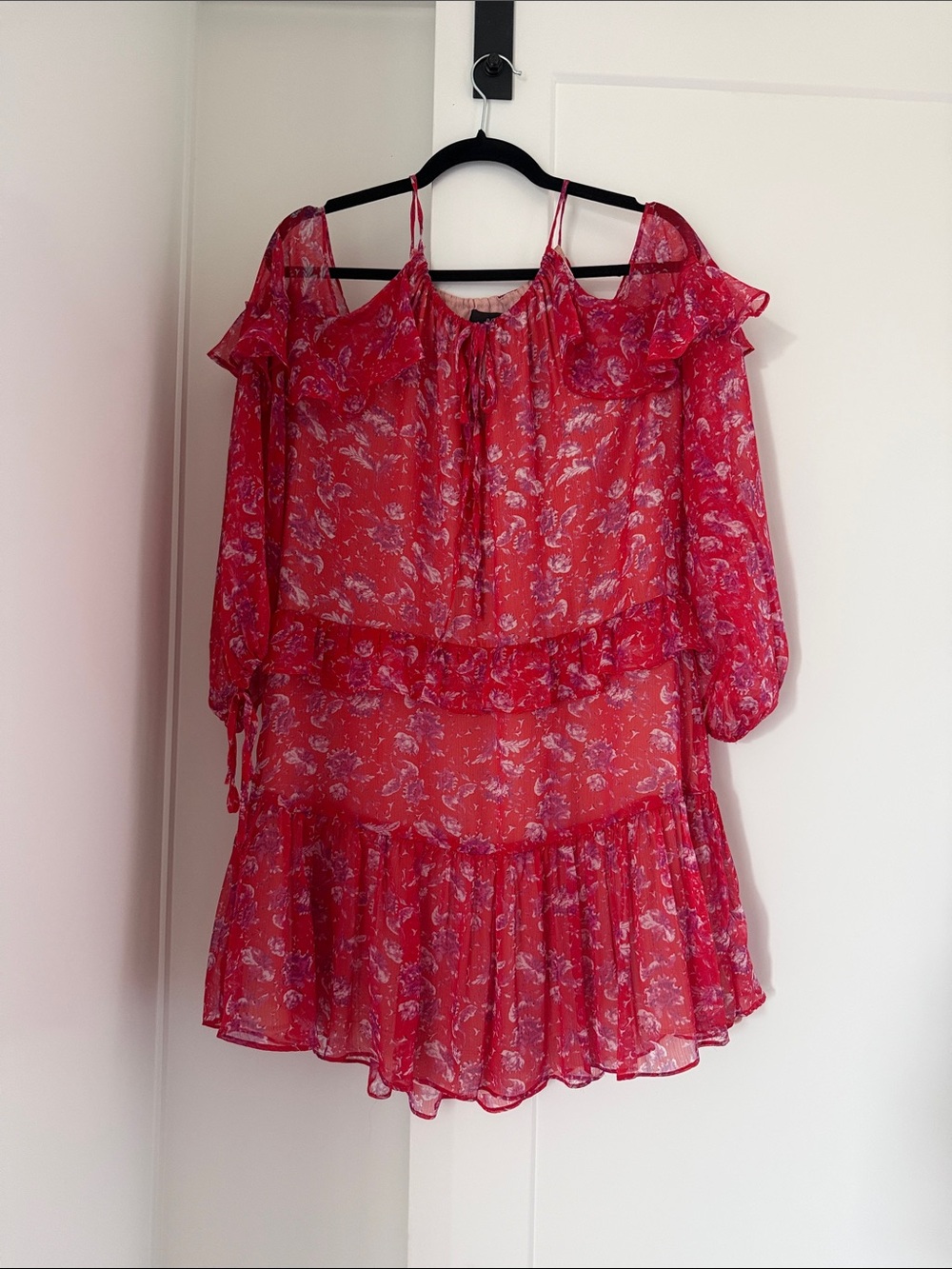 Adelyn Rae Red Floral Off the Shoulder Mini Dress